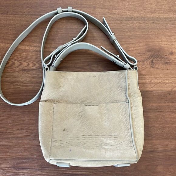 All Saints Fetch Crossbody Leather Bag (Taupe) - Picture 1 of 7